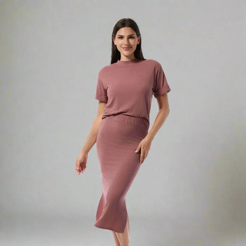 RILEY SIDE SLIT MIDI SKIRT