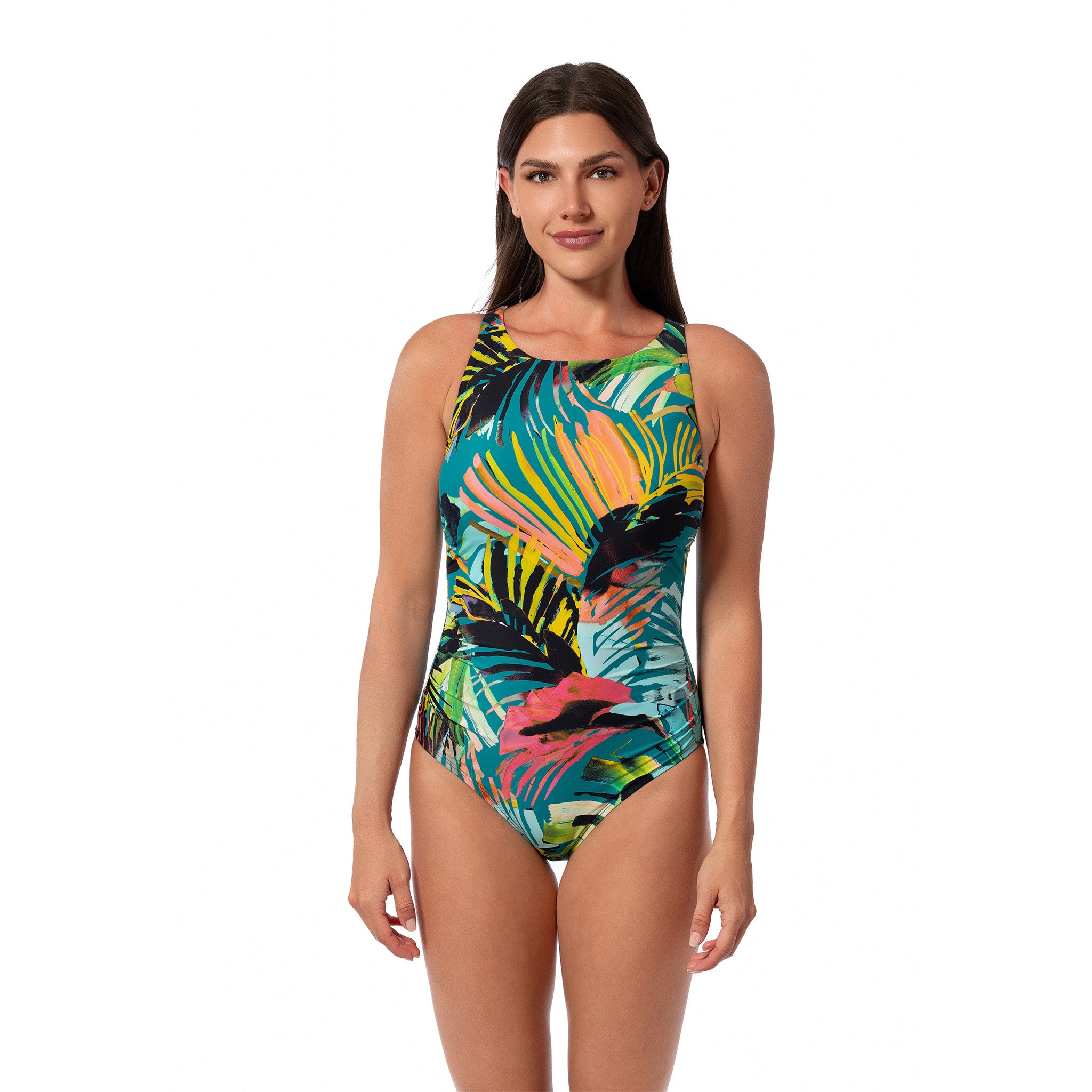 SUNSET MAGIC LAYLA CROSS BACK HIGH NECK ONE PIECE– Jantzen