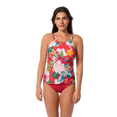 MORNING BLOOM AUDREY DRAPE TANKINI TOP