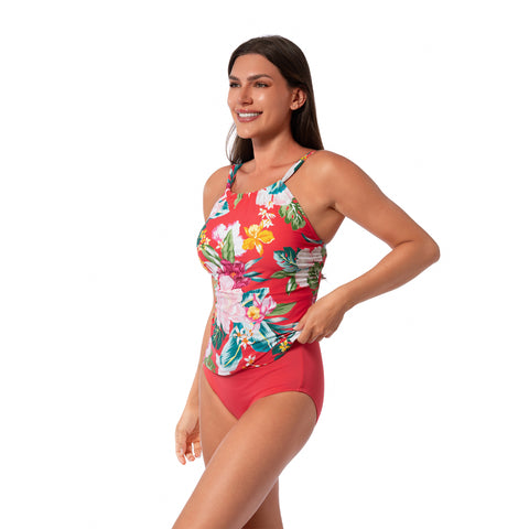 MORNING BLOOM AUDREY DRAPE TANKINI TOP