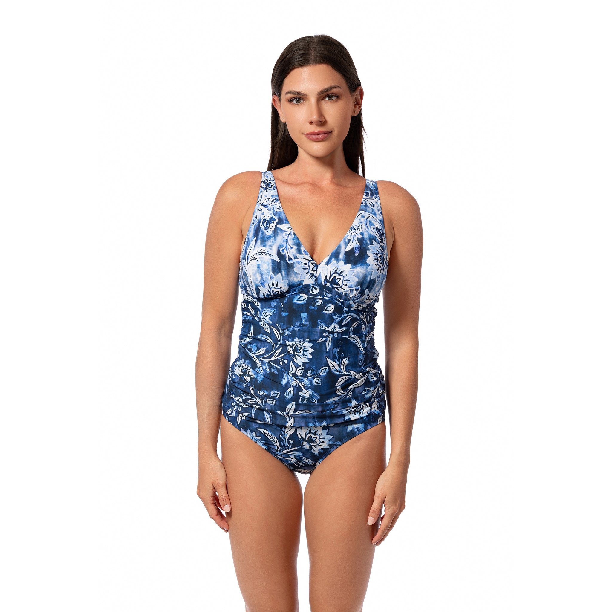 OCEAN MOSAIC AMBER V-NECK TANKINI TOP– Jantzen