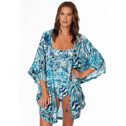 PALM CAMOUFLAGE MADISON HANDKERCHIEF KIMONO