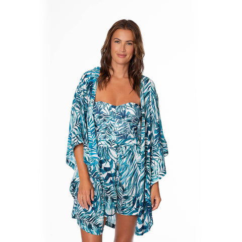 PALM CAMOUFLAGE MADISON HANDKERCHIEF KIMONO